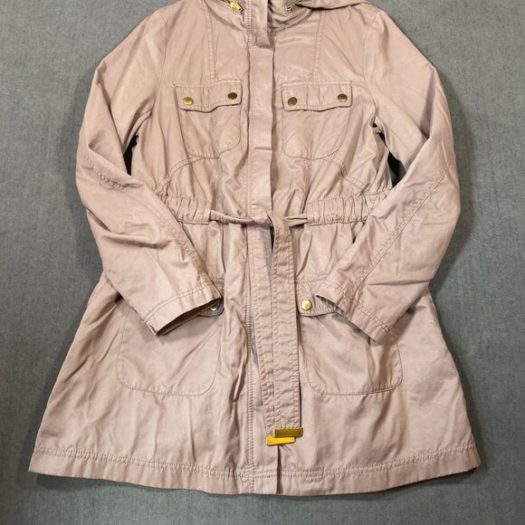 H&M Womens Taupe Belted Jacket With Gold Accent Buttons Size 8 Medium - Picture 2 of 13